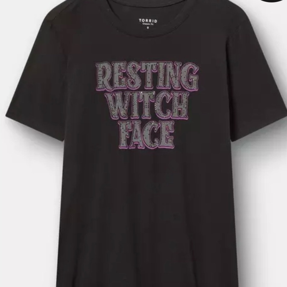 Torrid Resting Witch Face Halloween T-Shirt NWT - Picture 4 of 5